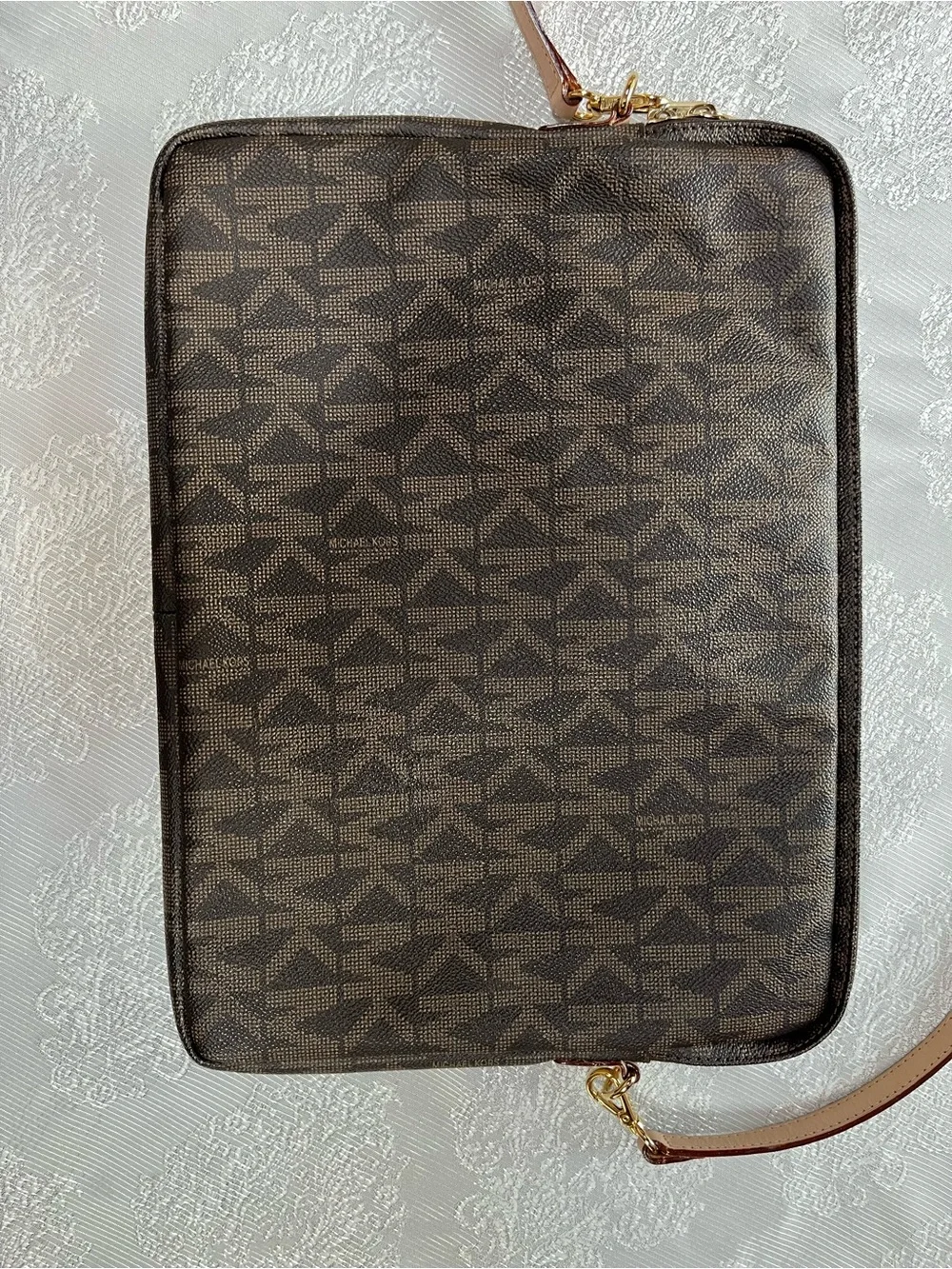 Michael Kors Brown and Tan Signature Messenger Bag